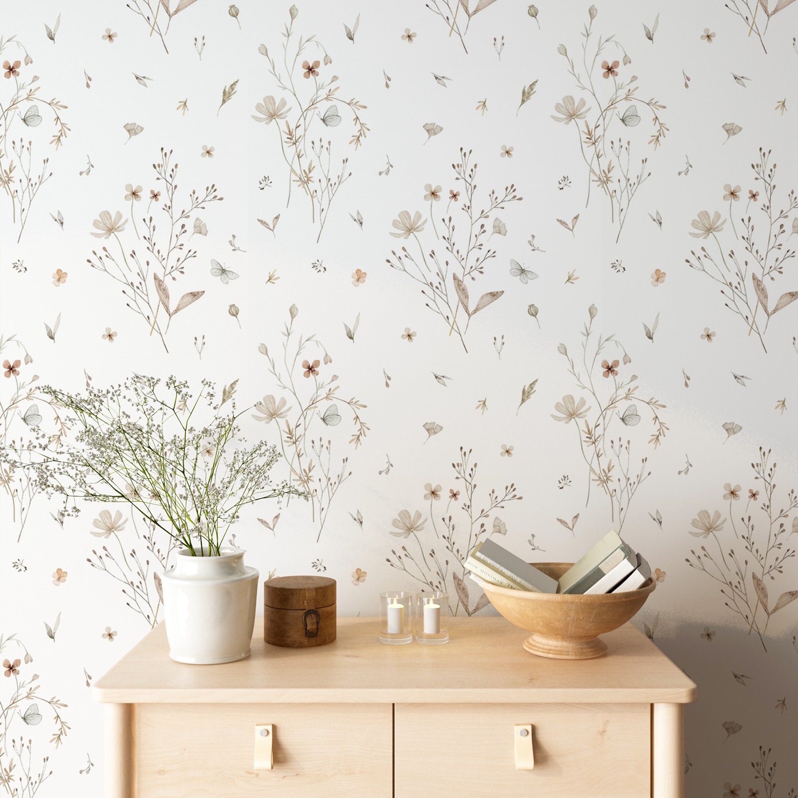 Herbal Wallpaper - Tapeta z świeżymi kwiatami, tapeta z
