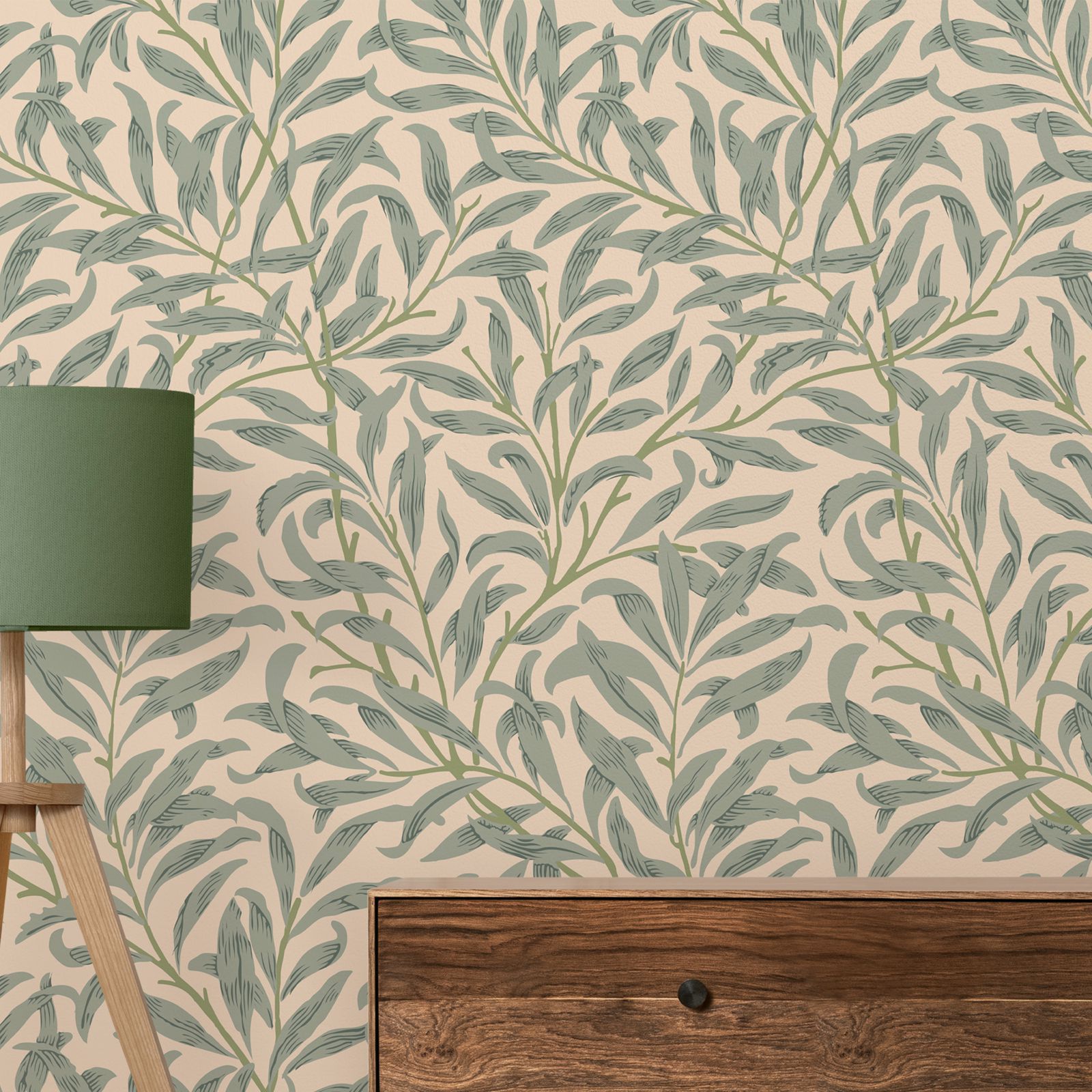 Herbal Wallpaper - Tapeta z zielonymi liśćmi, zdejmowana tapeta